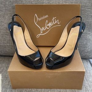 Christian Louboutin Black patent sling backs